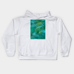 Tropical Palm Tree Green Leaves Branches on blue sky Aloha Kids Hoodie